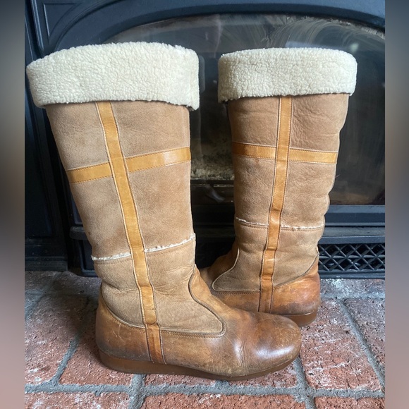 ROOTS CANADA vintage RARE! Tall Pull On Sheepskin Shearling boots SZ 11 - Picture 6 of 10